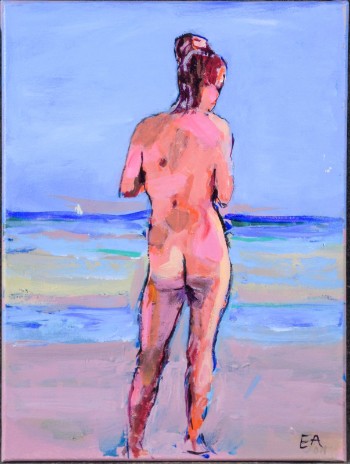 Ernst Altien, kvinde på strand