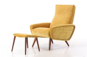 Armchair with stool, 1950s (2)