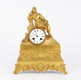 Japy Freres: French mantel clock of gilded bronze