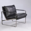 Preben Fabricius. Armchair, model 710, Conversation Chair in black leather