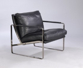 Preben Fabricius. Lænestol, model 710, Conversation Chair i sort læder