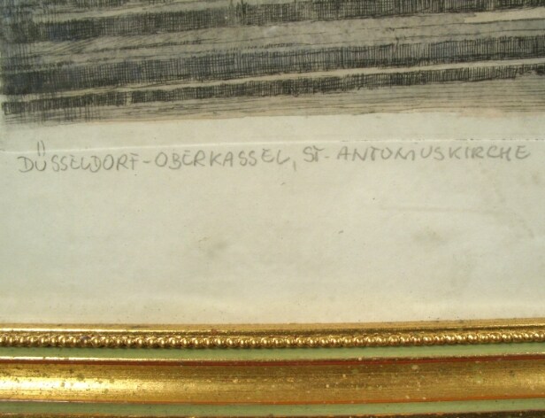 C. Heinz Stricker, 'Düsseldorf-Oberkassel, St. Antoniuskirche', Radierung aquarelliert, Anfang 20. Jh.