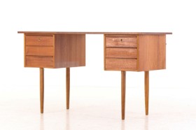 Danish furniture manufacturer. Freestanding teak desk