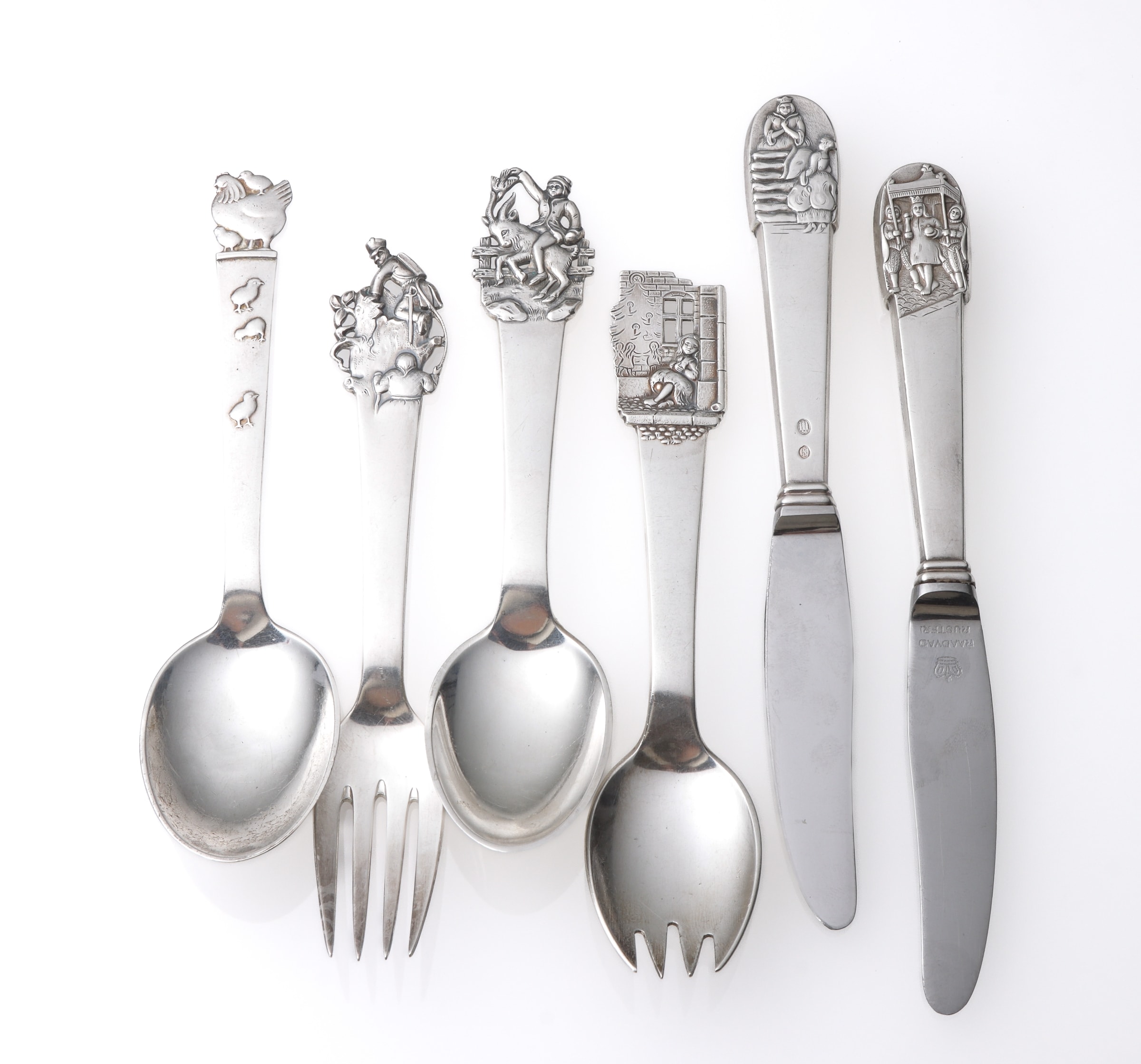 Horsens Silverware Factory, etc. Collection of silver cutlery, including from the 'Fairy Tale Series' (6)
