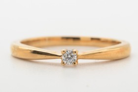 Solitairering med brillant på ca. 0.05 ct. 14 kt. guld, str. 58