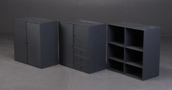 ATBO furniture. Tre sortlakeret reolmoduler (3)