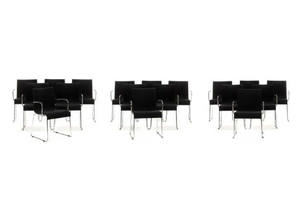 Nineteen armchairs with chromed metal frames (19)