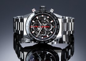 TAG Heuer 'Carrera Heuer 01'. Steel men's chronograph with skeleton dial, 2010s