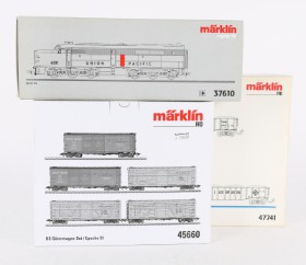 Märklin 37610+45660+47741 Digital HO: Diesellokomotiv ALCO PA, American Freight Car samt Gondola set (3)